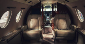2 seats on the inside of a private jet