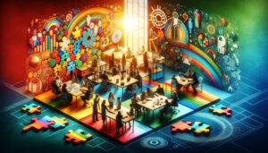 image depicting 'Creating Inclusive and Diverse Environments in New-Age Businesses'. The design is vibrant and progressive, effectively communicating the importance of building inclusive and diverse environments in modern business contexts.