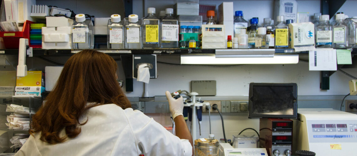 woman doing medical tests in laboratory