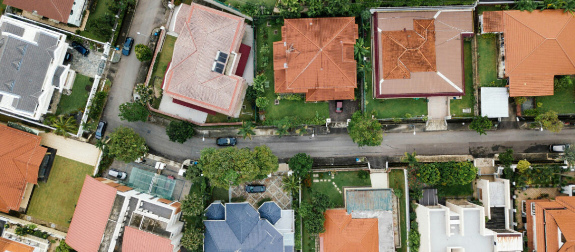 overhead view of a neighborhood