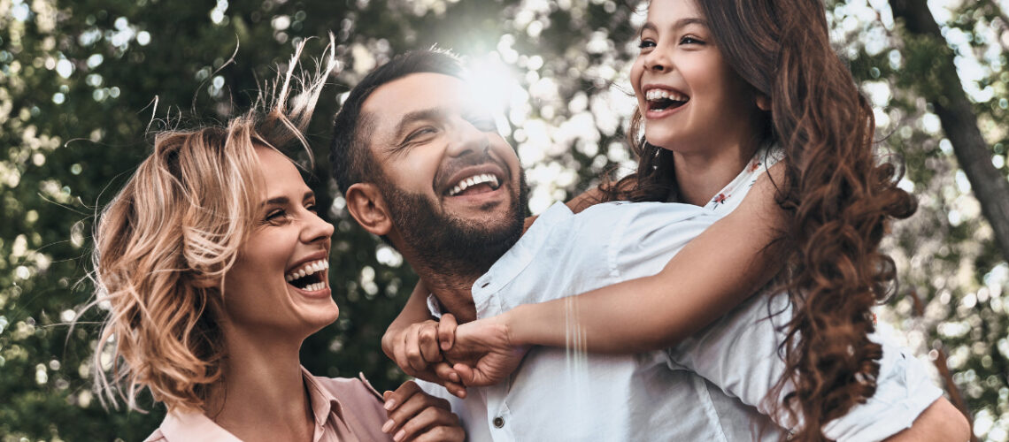 A family spending time together outdoors.