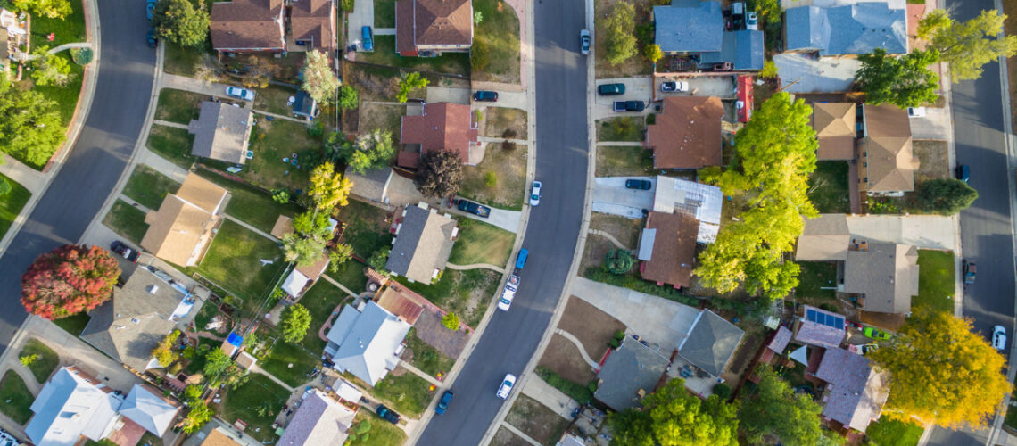aerial view of suburban neighbourhood
