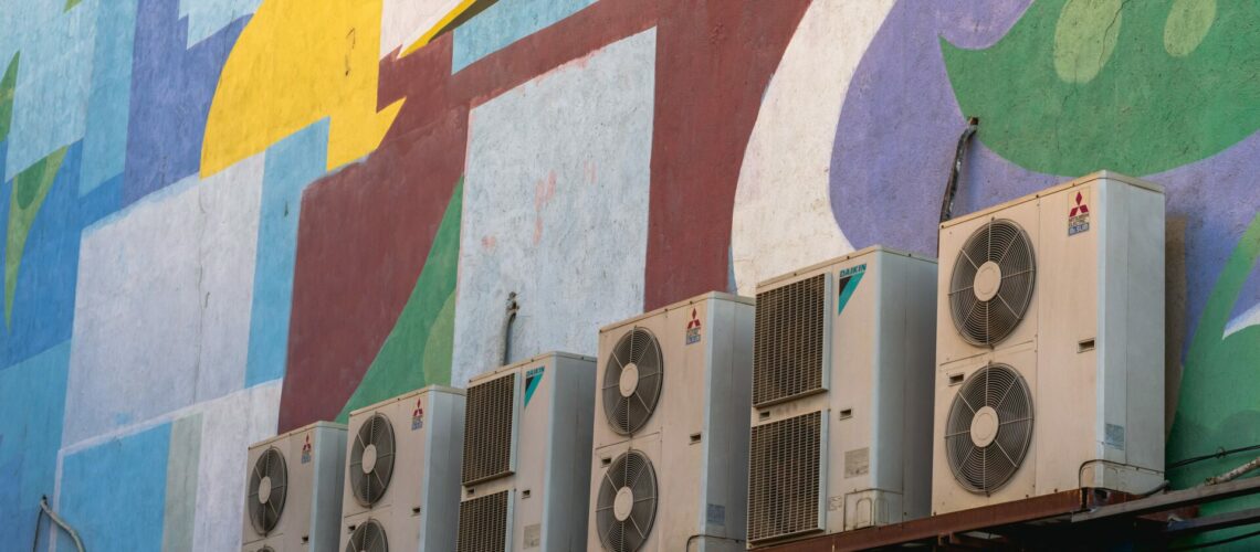 Air conditioners on a building